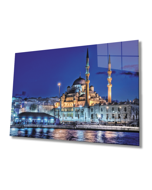 İstanbul Gece Camii Manzarası Cam Tablo