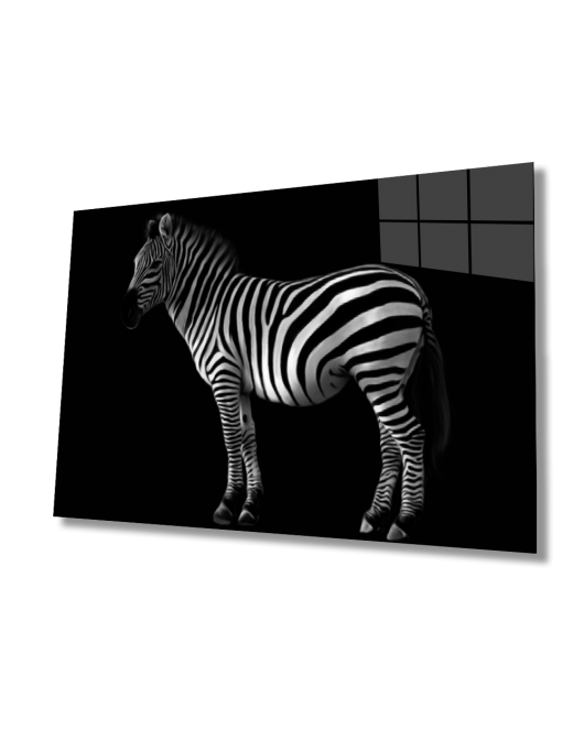 Zebra Hayvan Cam Tablo