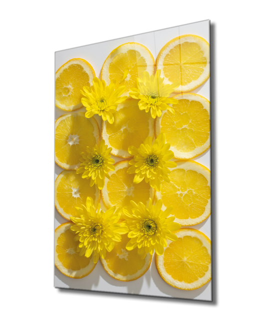 Sarı Limonlar Cam Tablo Yellow Lemons