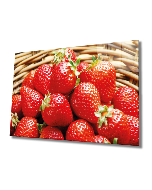 Çilekler Cam Tablo Strawberries