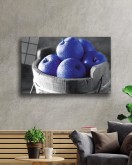 Mavi Elmalar Cam Tablo Blue Apples Wall Hanging