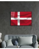 Danimarka Bayrağı Cam Tablo Denmark Flag