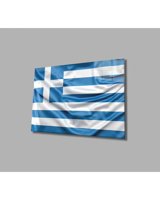 Yunanistan Bayrağı Cam Tablo Greece Flag