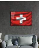 İsviçre Cam Tablo Swiss Flag