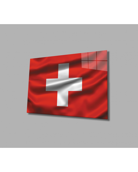 İsviçre Cam Tablo Swiss Flag