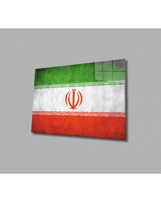 İran Cam Tablo Iran Flag