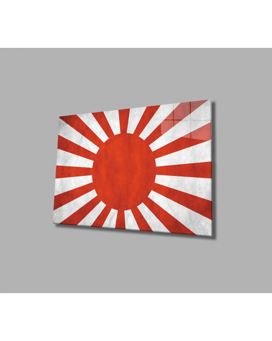 Eski Japon Bayrağı Cam Tablo Old Japanese Flag