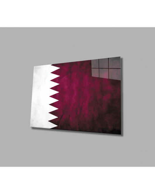 Katar Bayrağı Cam Tablo Qatar Flag