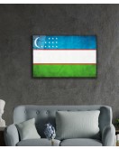 Özbekistan Bayrağı Cam Tablo Uzbekistan Flag