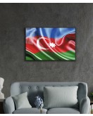 Azerbaycan Bayrağı Cam Tablo ,Azerbaijan Flag