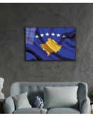 Kosova Bayrağı Cam Tablo Kosovo Flag