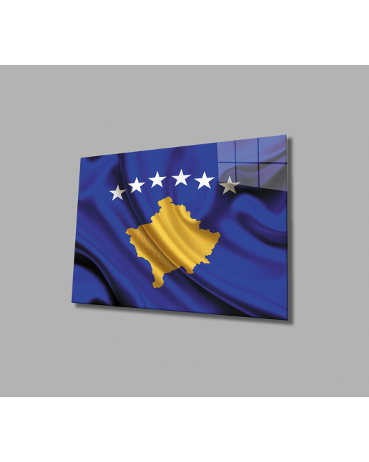 Kosova Bayrağı Cam Tablo Kosovo Flag