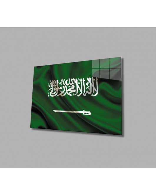 Suudi Arabistan Bayrağı Cam Tablo Saudi Arabia Flag