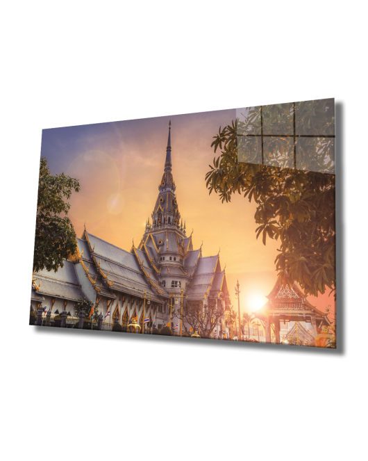 Tayland Tapınak Cam Tablo Thailand Temple