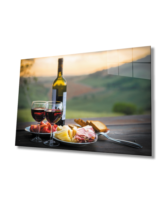 Gün Batımı Şarap Cam Tablo Sunset Wine