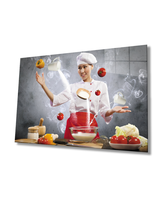 Aşçı Mutfak Cam Tablo Cook Kitchen